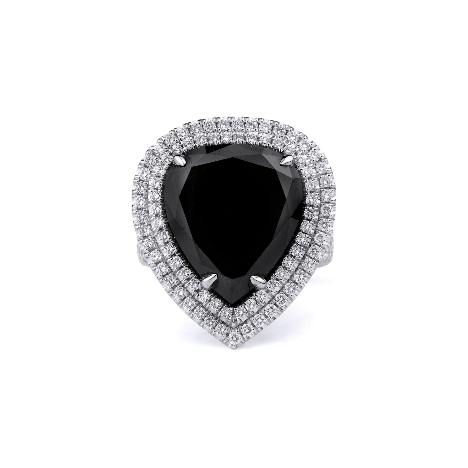 Black Diamond Pear Ring