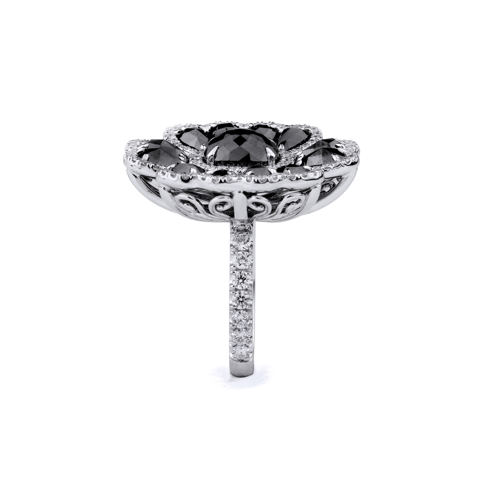 Black Diamond Petal Ring