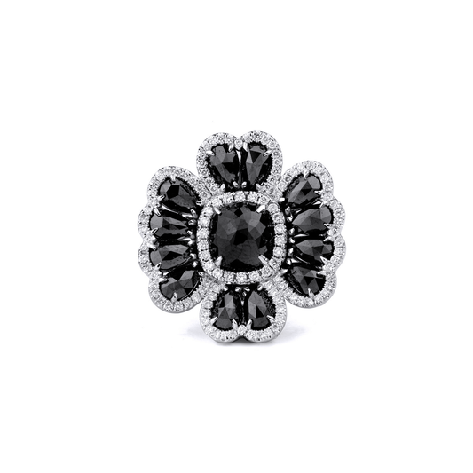 Black Diamond Petal Ring