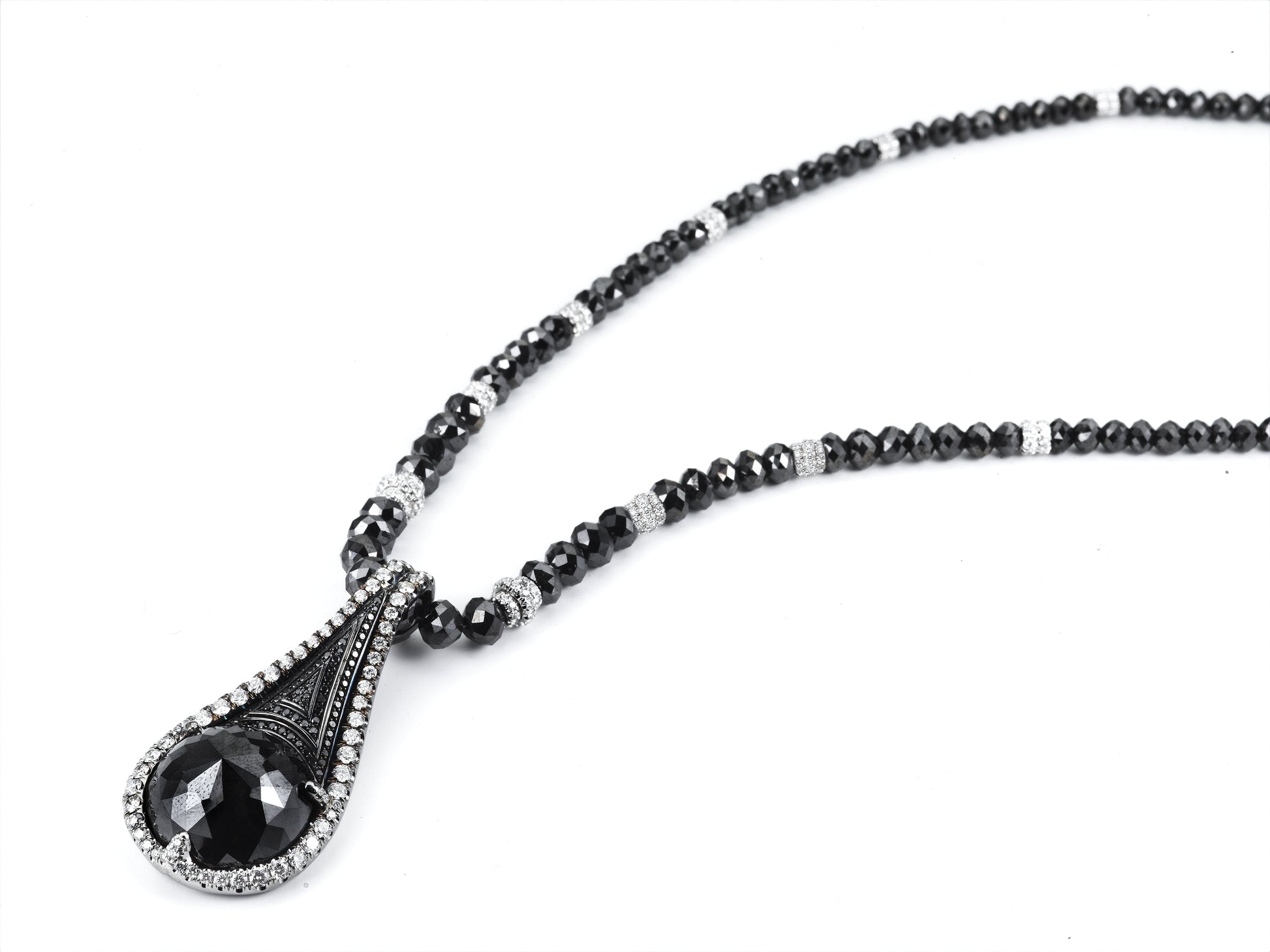 Black Diamond Tear Drop Pendant and Necklace