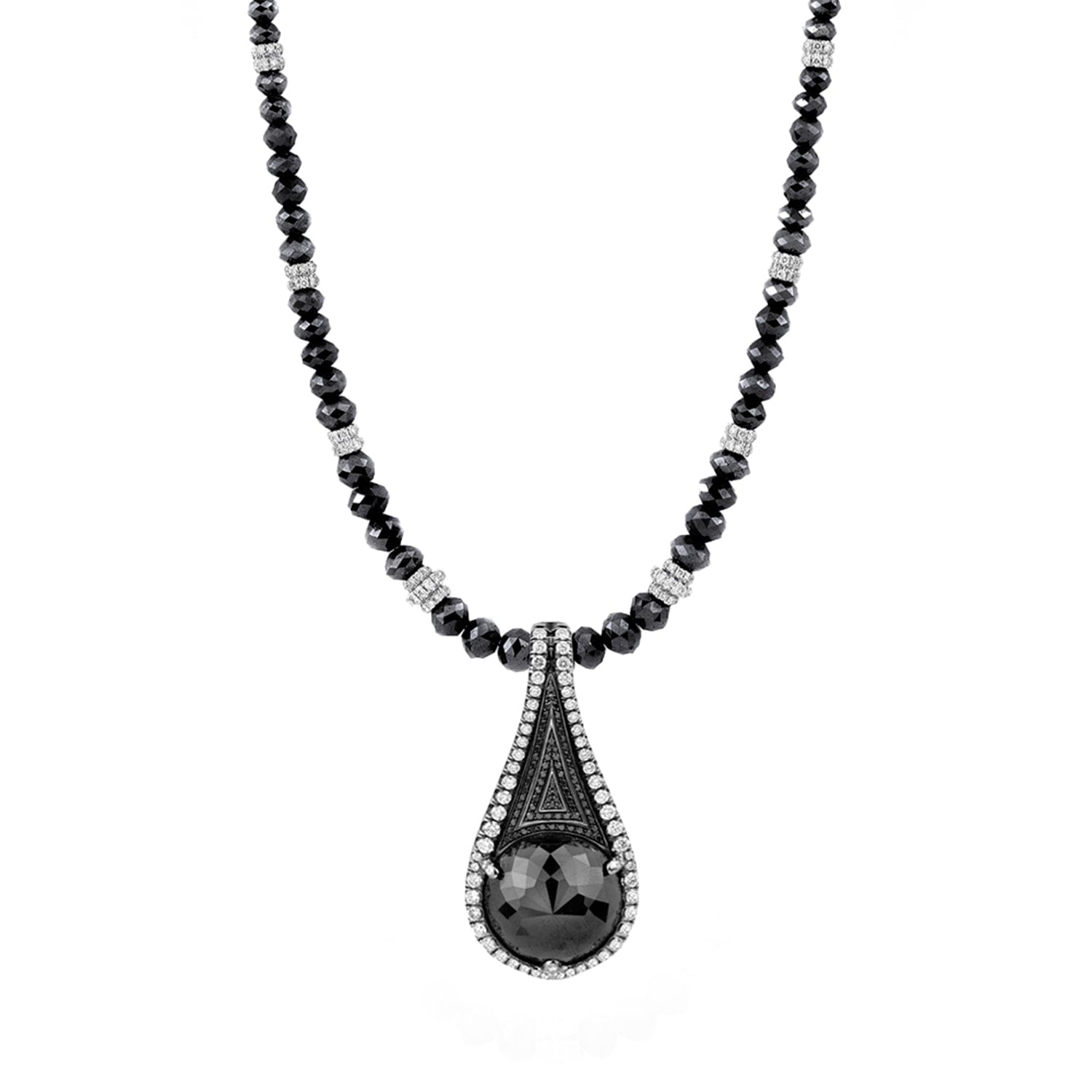Black Diamond Tear Drop Pendant and Necklace