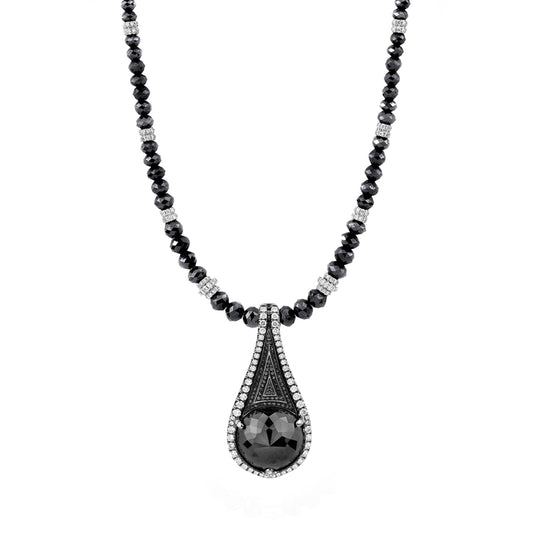 Black Diamond Tear Drop Pendant and Necklace