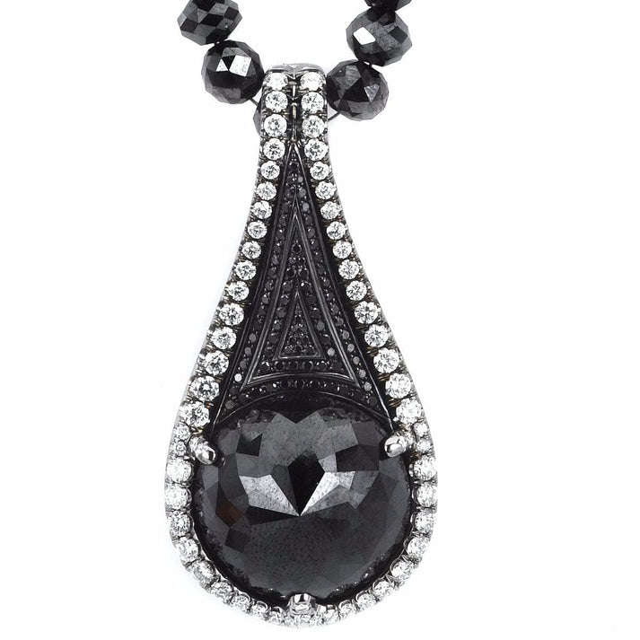 MICHAEL M Black Diamond Tear Drop Pendant and Necklace P196