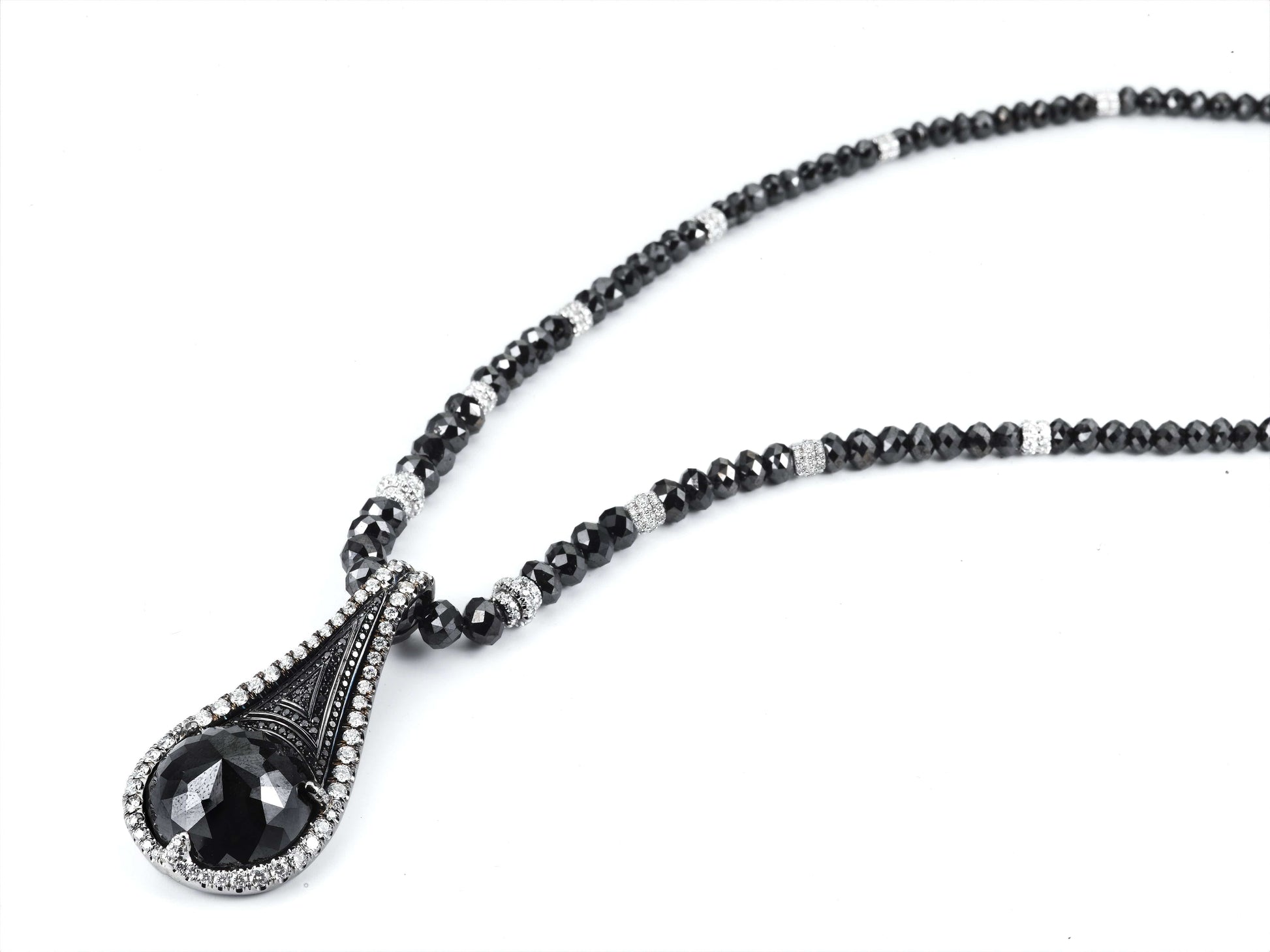Black Diamond Tear Drop Pendant and Necklace
