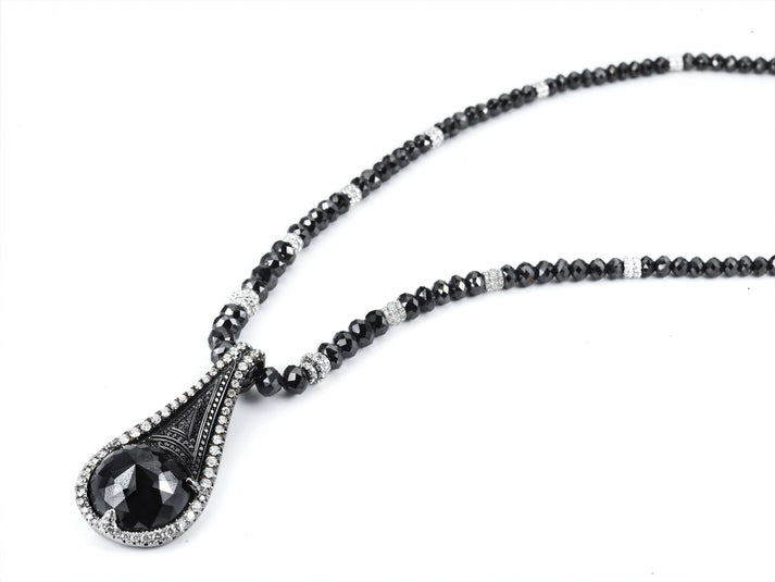 MICHAEL M Black Diamond Tear Drop Pendant and Necklace P196