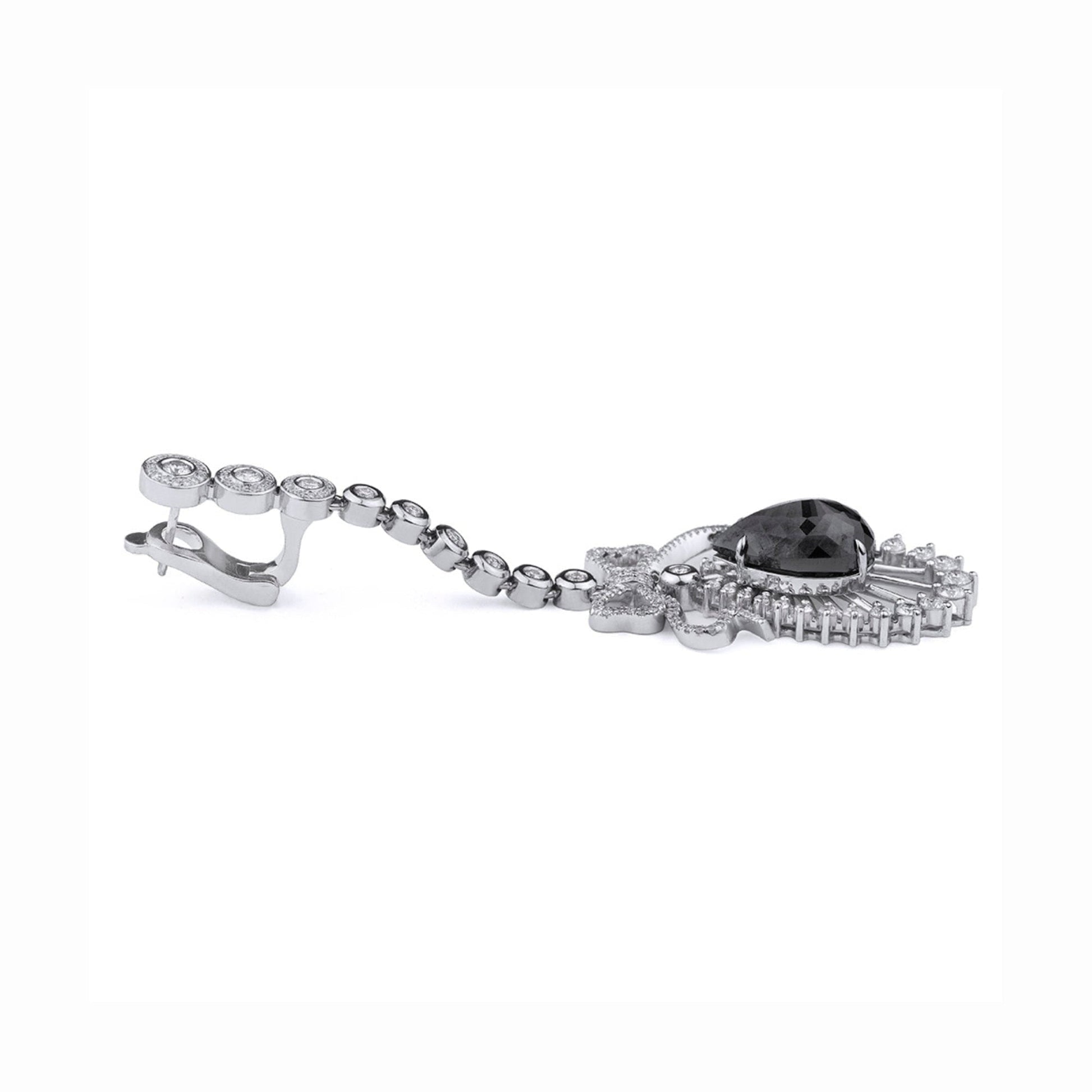 Bow Drop Black Diamond Earrings