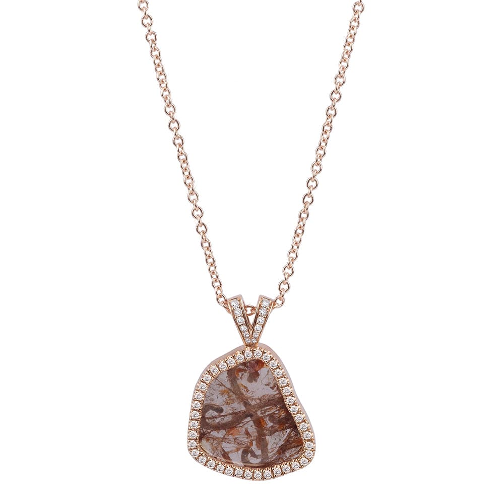 Brown Raw Diamond Halo Pendant