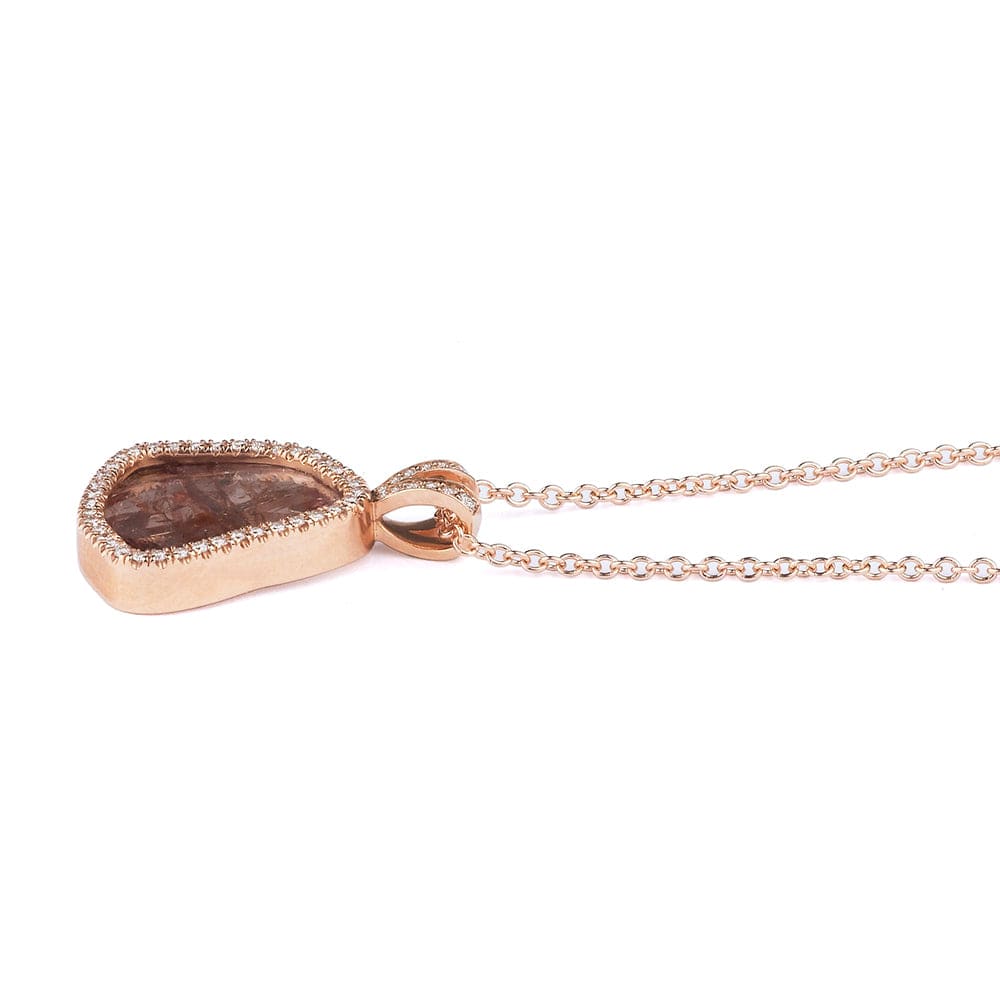 Brown Raw Diamond Halo Pendant