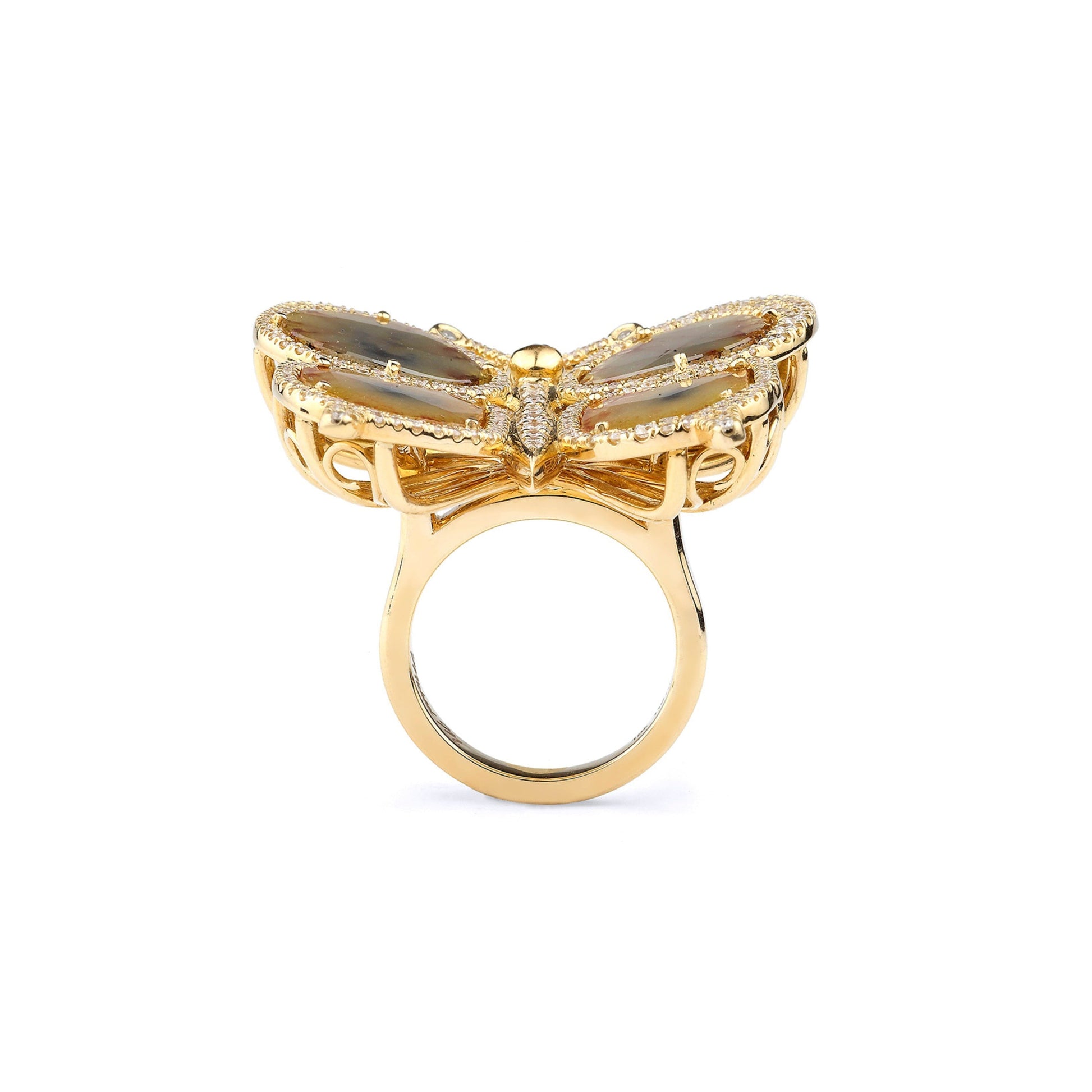 Butterfly Multi Diamond and Ruby Ring
