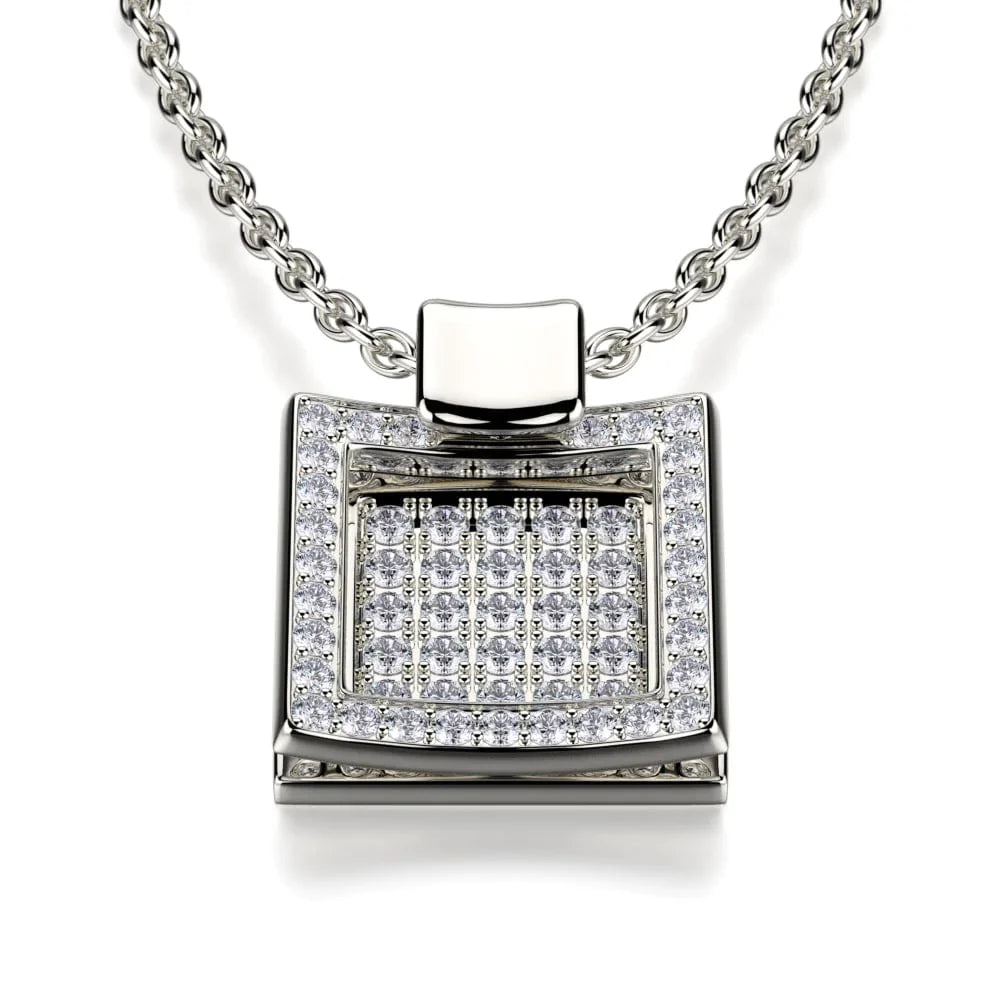 MICHAEL M Diamond Filled Square Pendant Necklace MH110S-WG