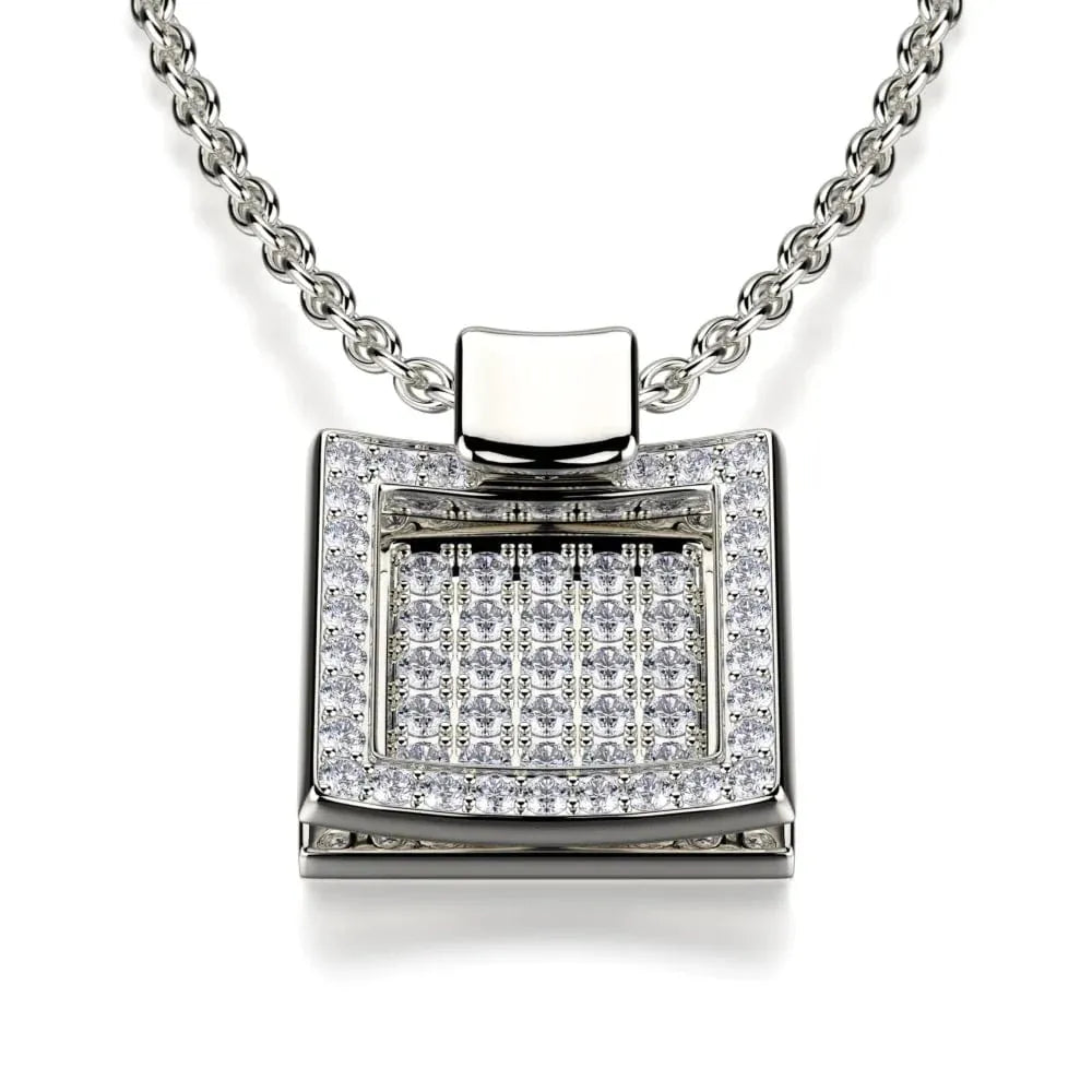 Diamond Filled Square Pendant Necklace