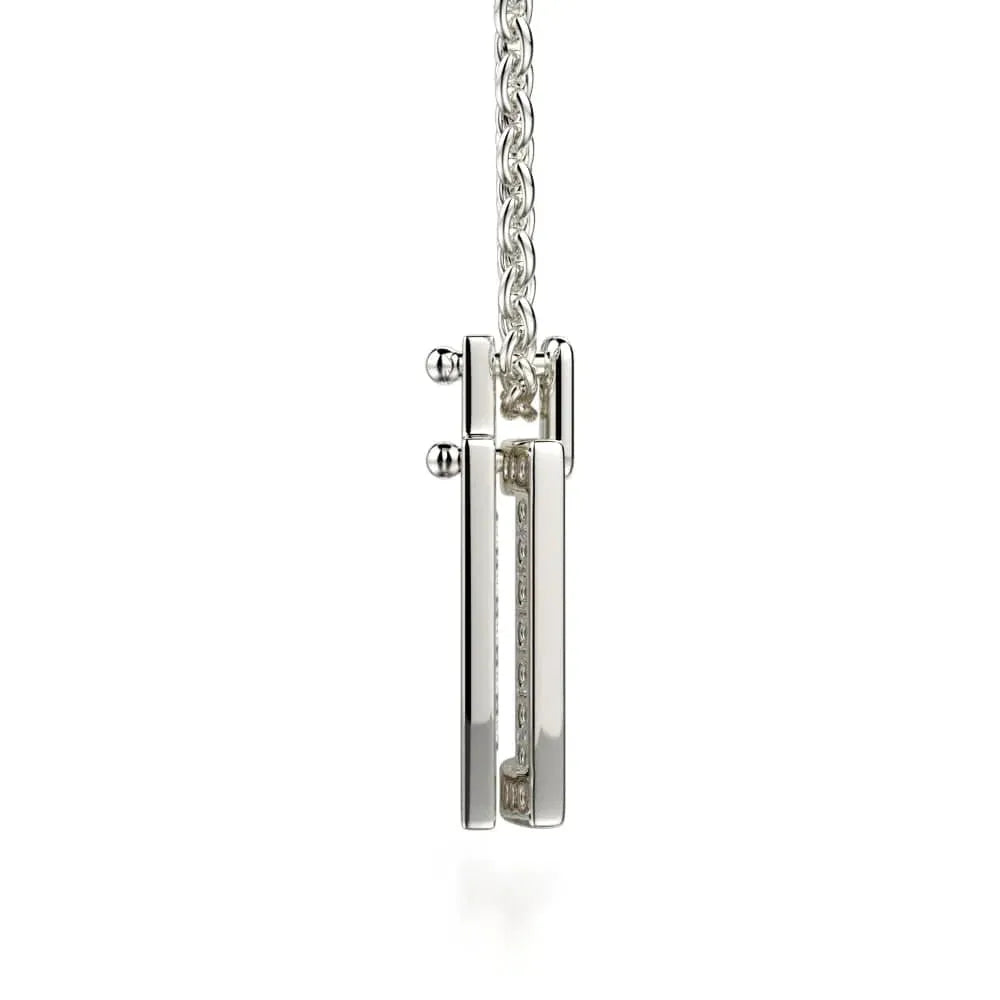Diamond Filled Square Pendant Necklace