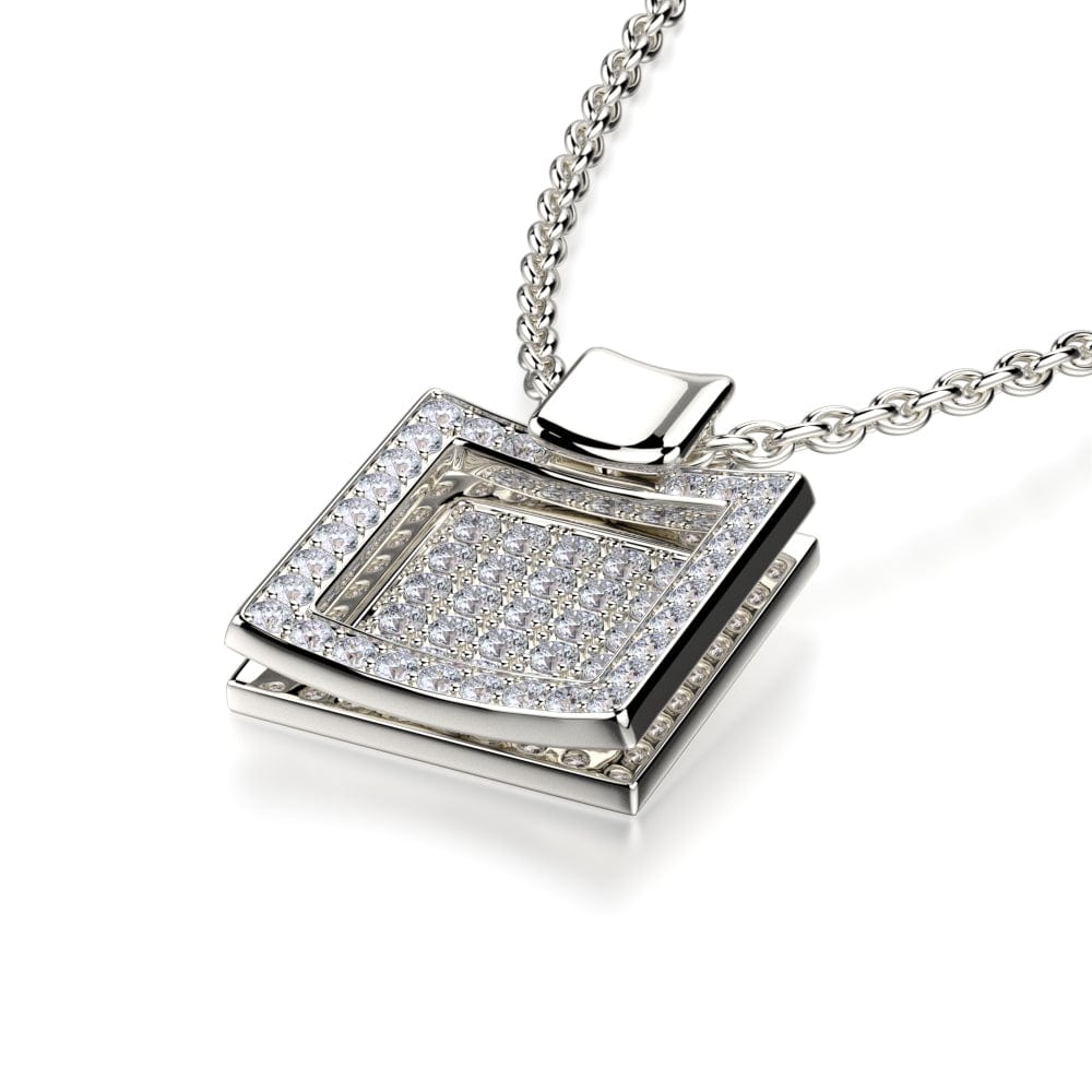 MICHAEL M Diamond Filled Square Pendant Necklace MH110S-WG