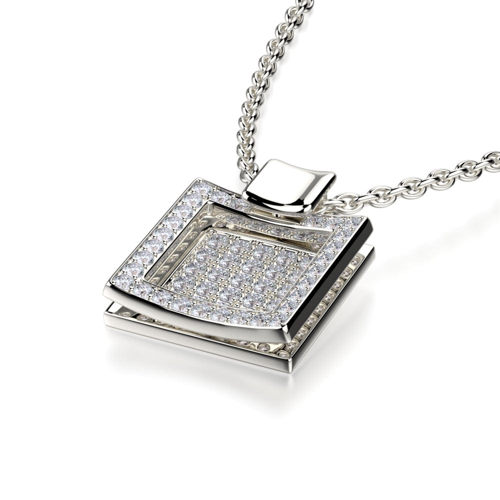 Diamond Filled Square Pendant Necklace