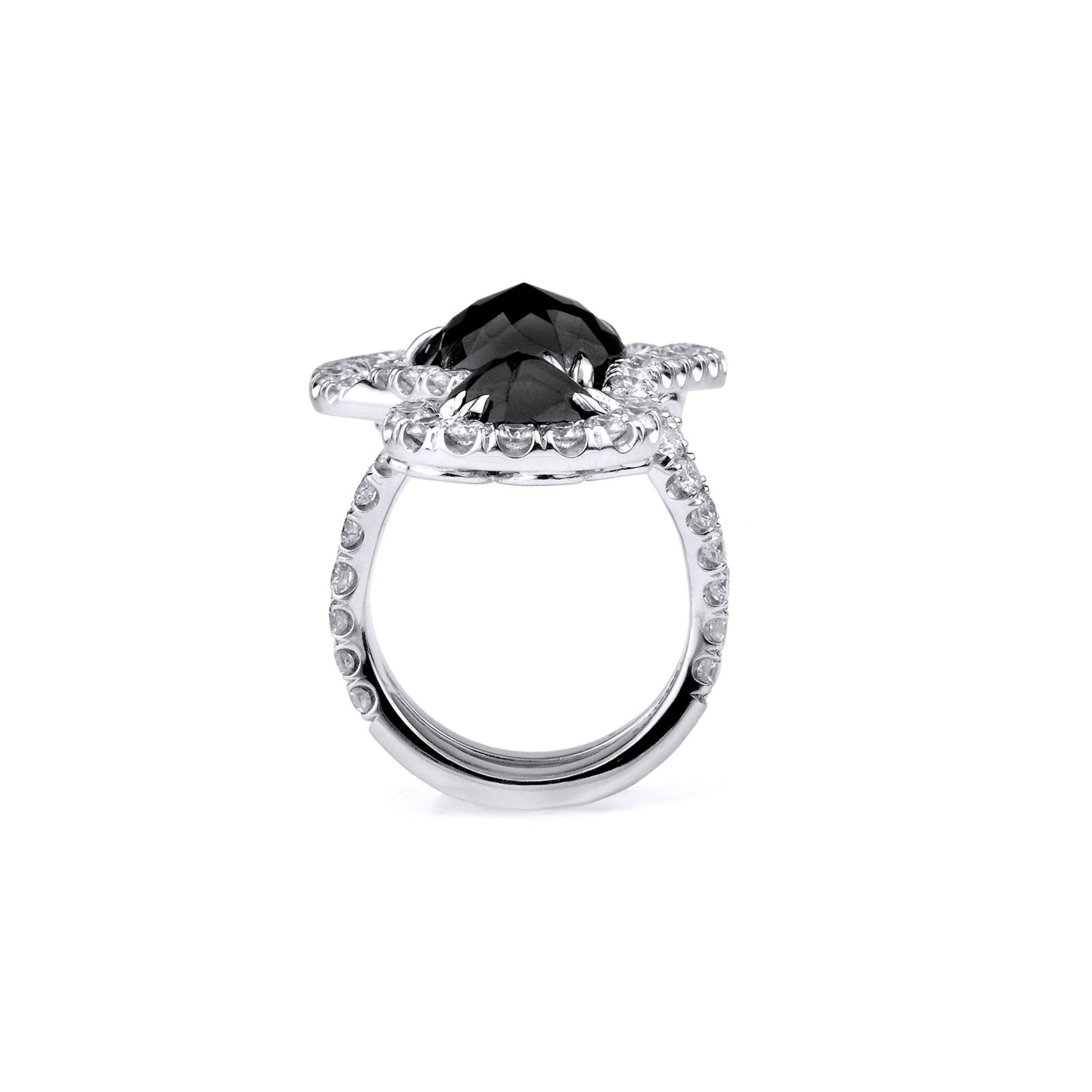 Double Black Diamond Pear Ring