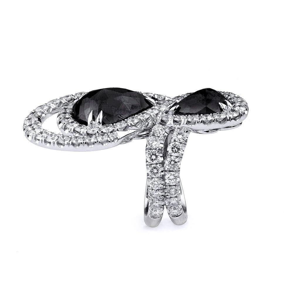 Double Black Diamond Pear Ring
