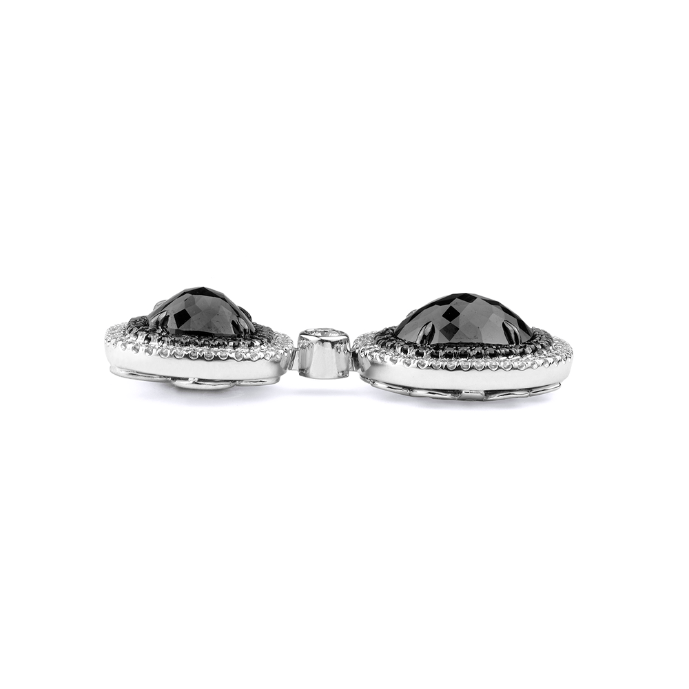 Double Drop Cushion Black Diamond Earrings