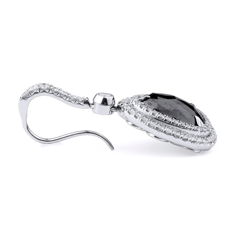 Large Pear Drop Black Diamond Earrings