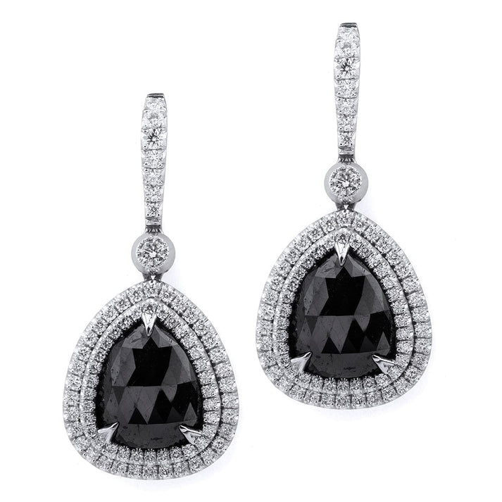 MICHAEL M Large Pear Drop Black Diamond Earrings ER239