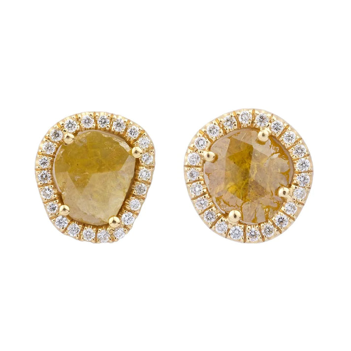 MICHAEL M Large Sliced Round Yellow Diamond Earrings ER264