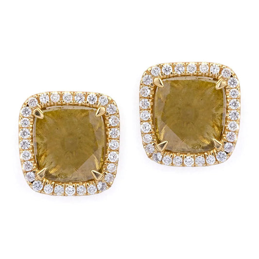 MICHAEL M Large Sliced Square Yellow Diamond Earrings ER245