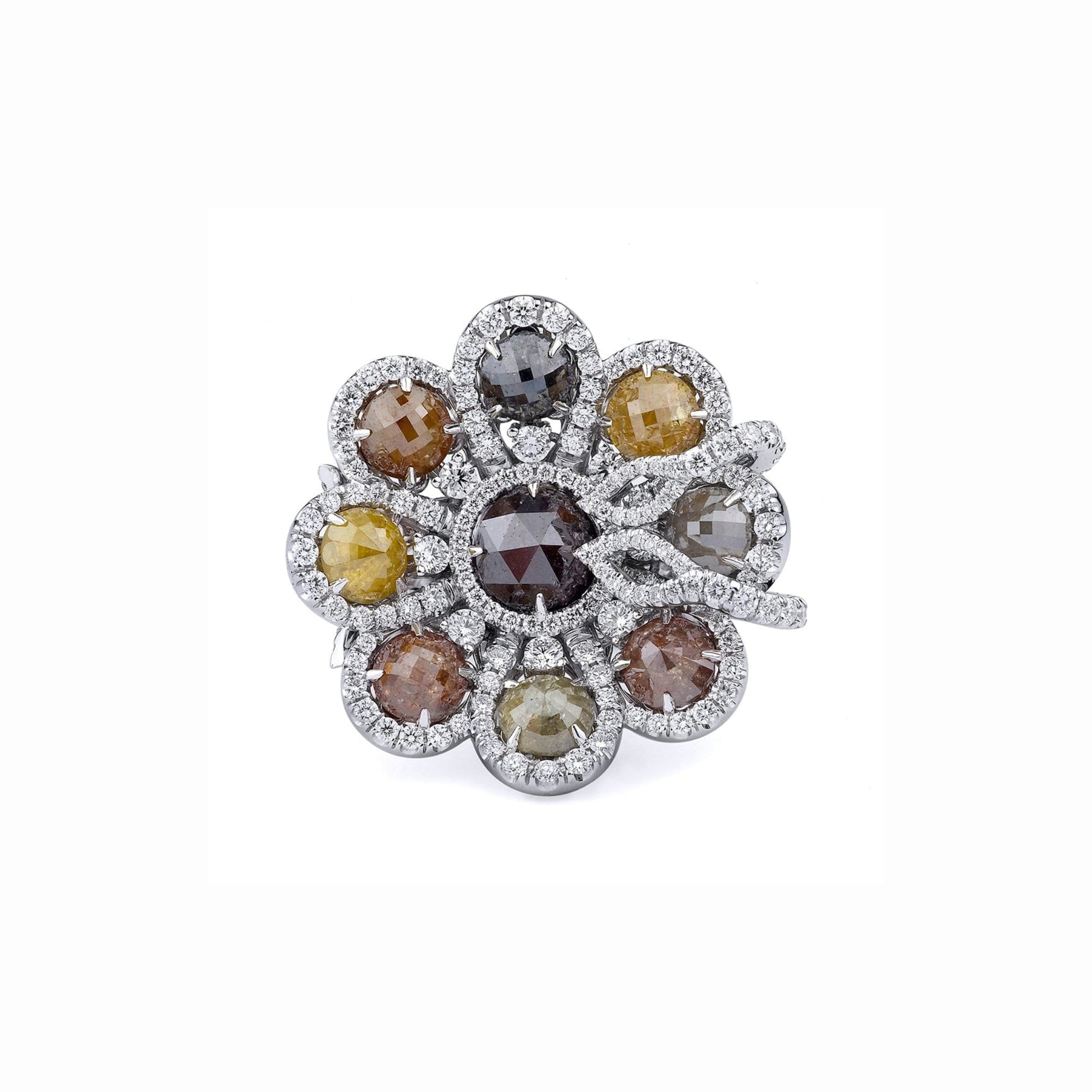 Multi-Colored 8 Petal Flower Ring