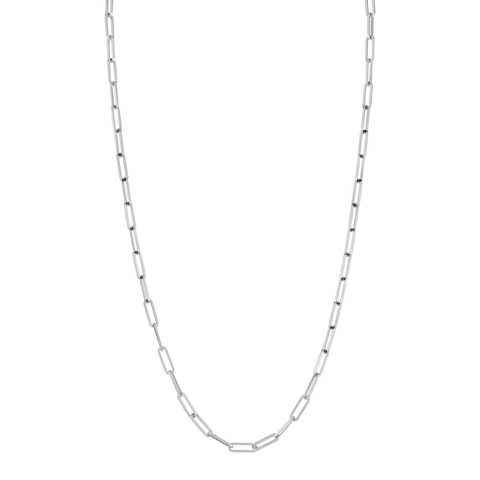 3mm Silver Paperclip Link Chain Necklace