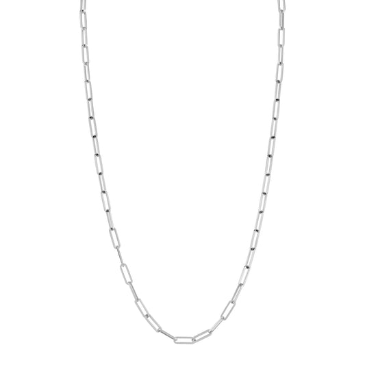 3mm Silver Paperclip Link Chain Necklace