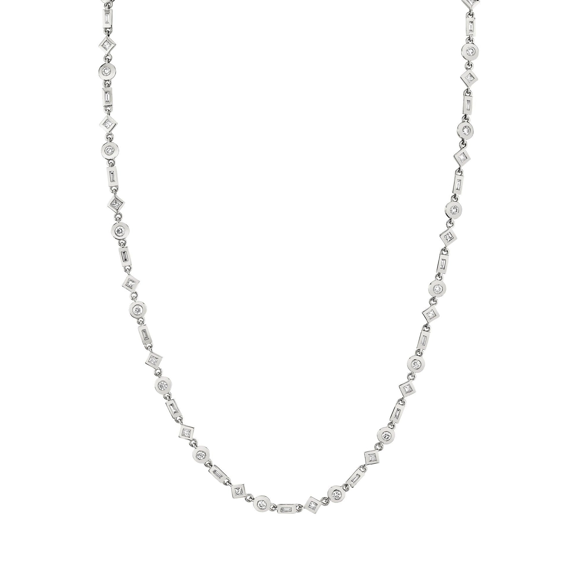Mixed Shape Bezel Tennis Necklace