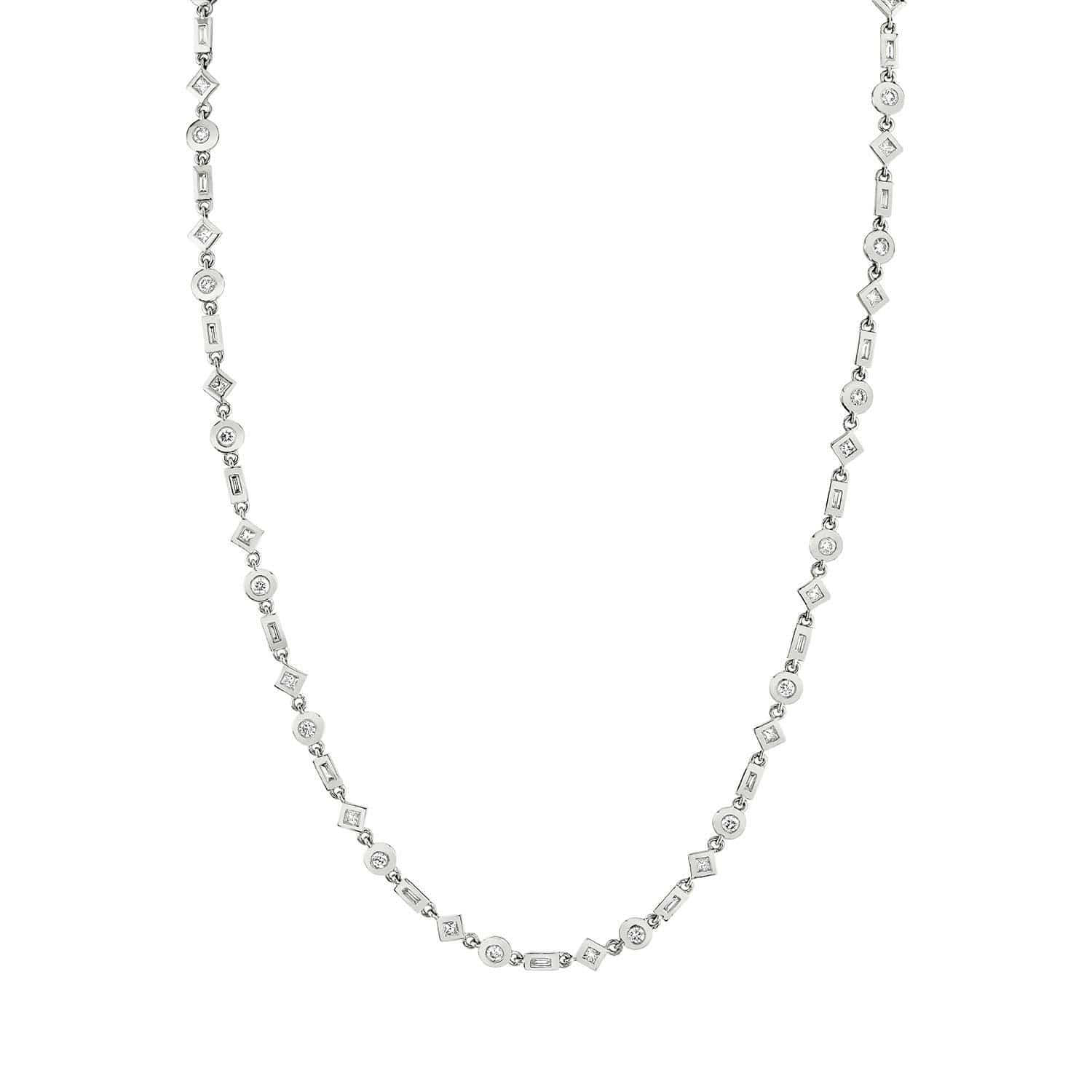 MICHAEL M Mixed Shape Bezel Tennis Necklace CN413YG