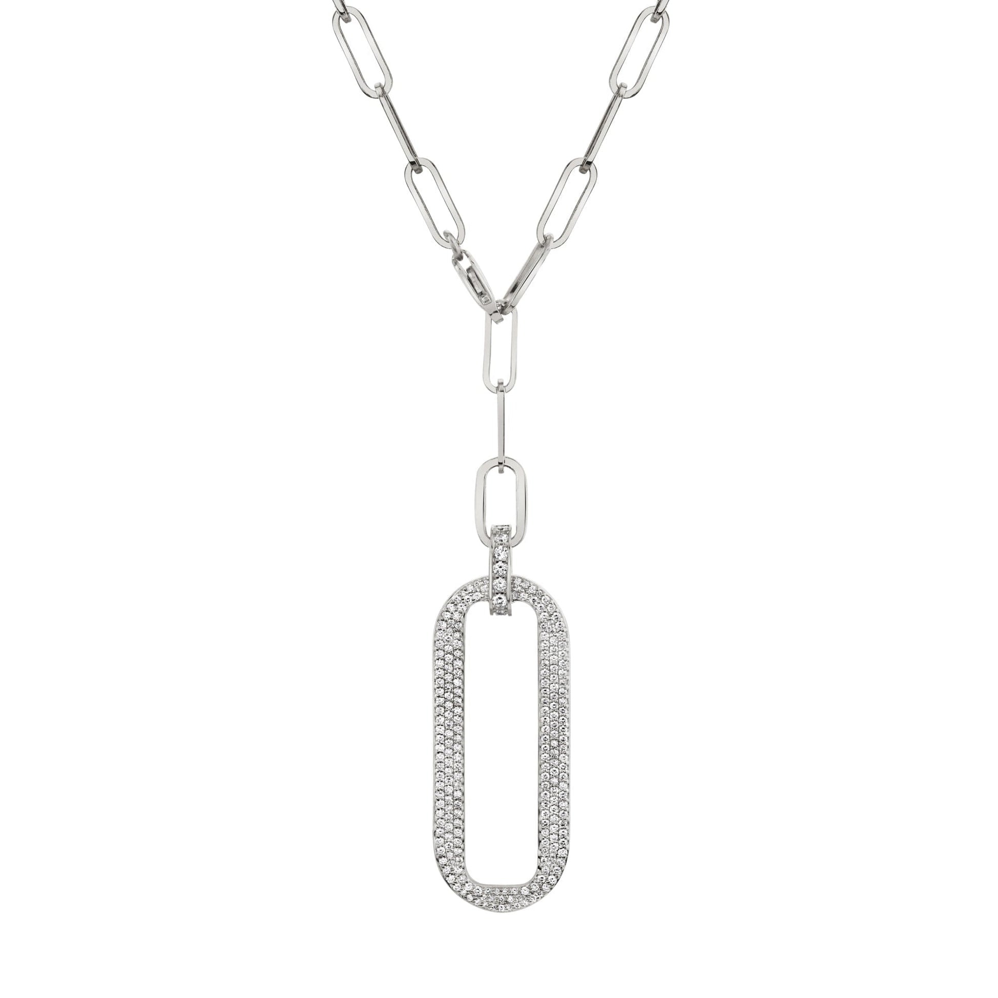 Pavé Longline Link Medallion Lariat