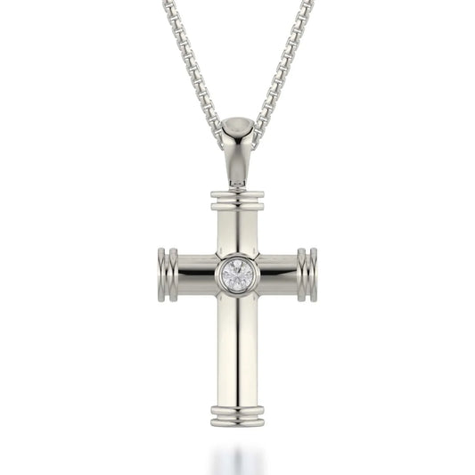 MICHAEL M Single Diamond Cross Pendant MP234WG