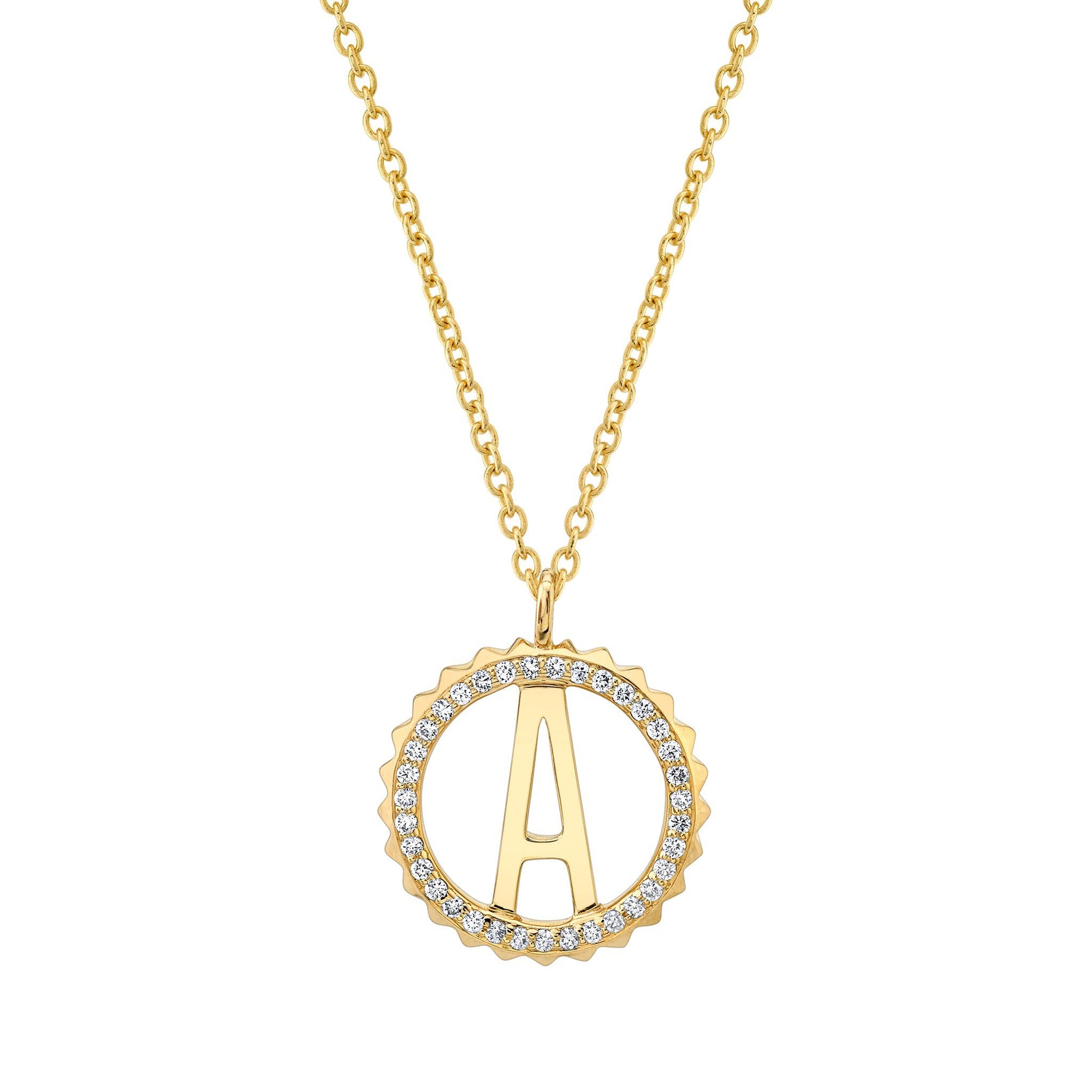 Mini Tetra Pavé Initial Medallion