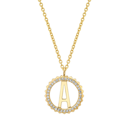 Mini Tetra Pavé Initial Medallion