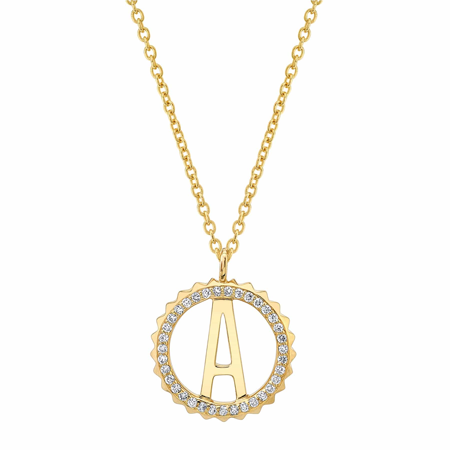 MICHAEL M Mini Tetra Pav√© Initial Medallion P365YG