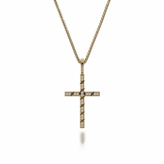 MICHAEL M Box Diamond Cross Pendant MP232YG