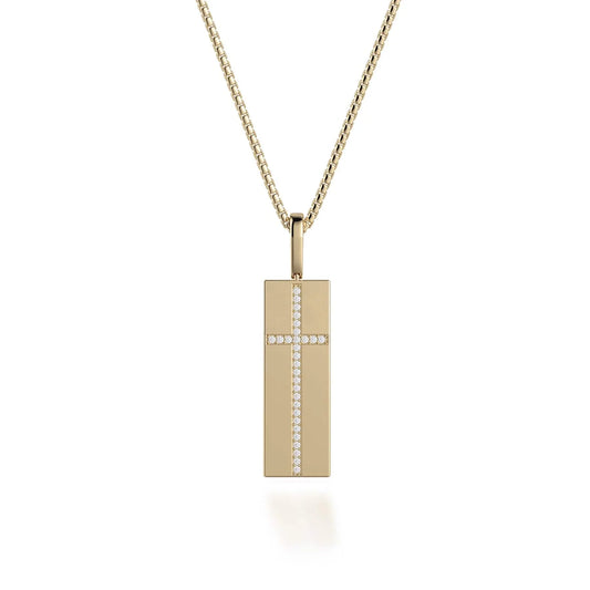 MICHAEL M Diamond Cross Tag Necklace MP233YG