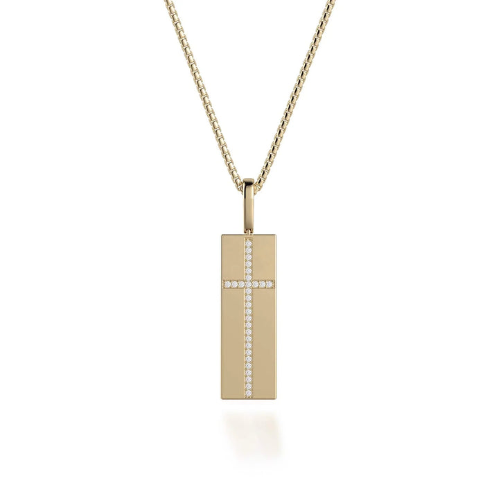 Diamond Cross Tag Necklace