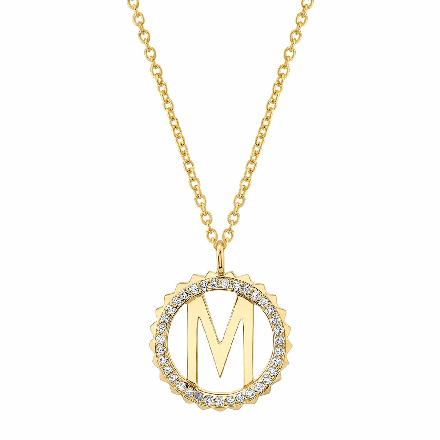 MICHAEL M Mini Tetra Pav√© Initial Medallion P365YG