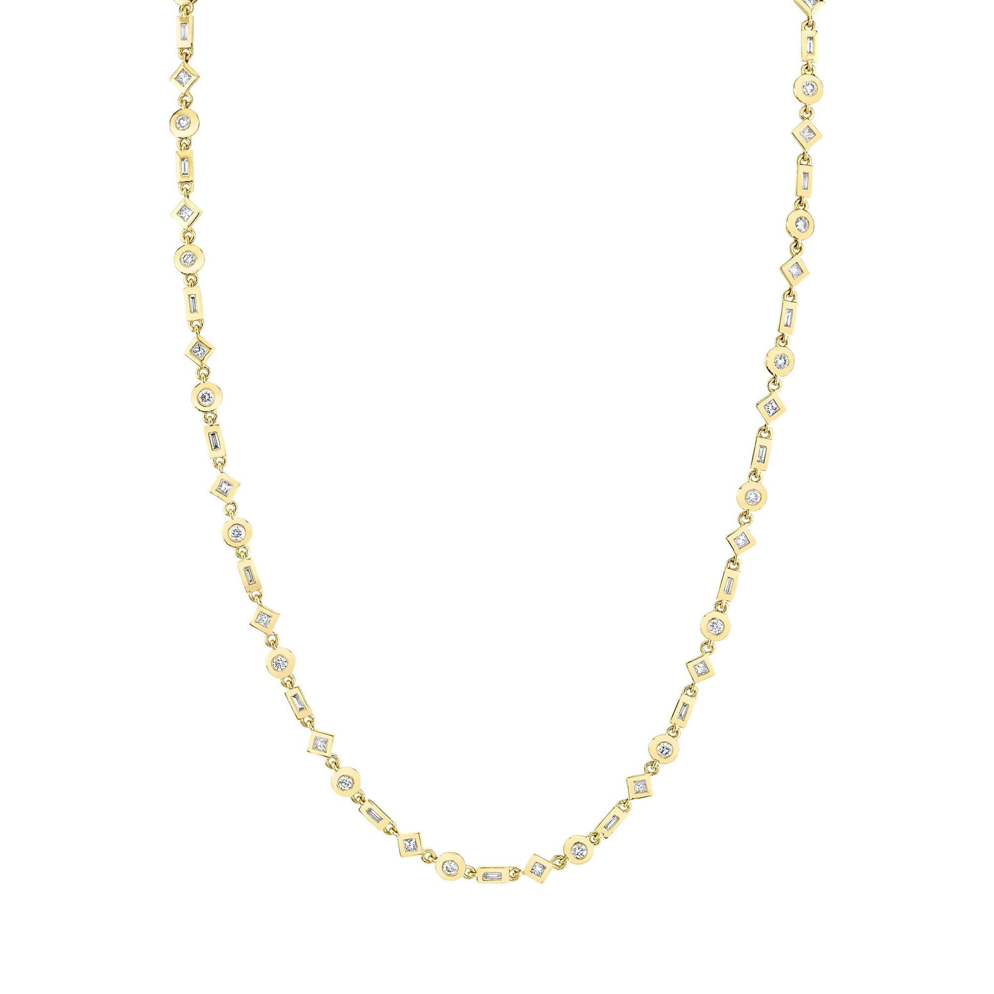 Mixed Shape Bezel Tennis Necklace