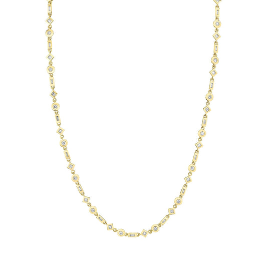 Mixed Shape Bezel Tennis Necklace