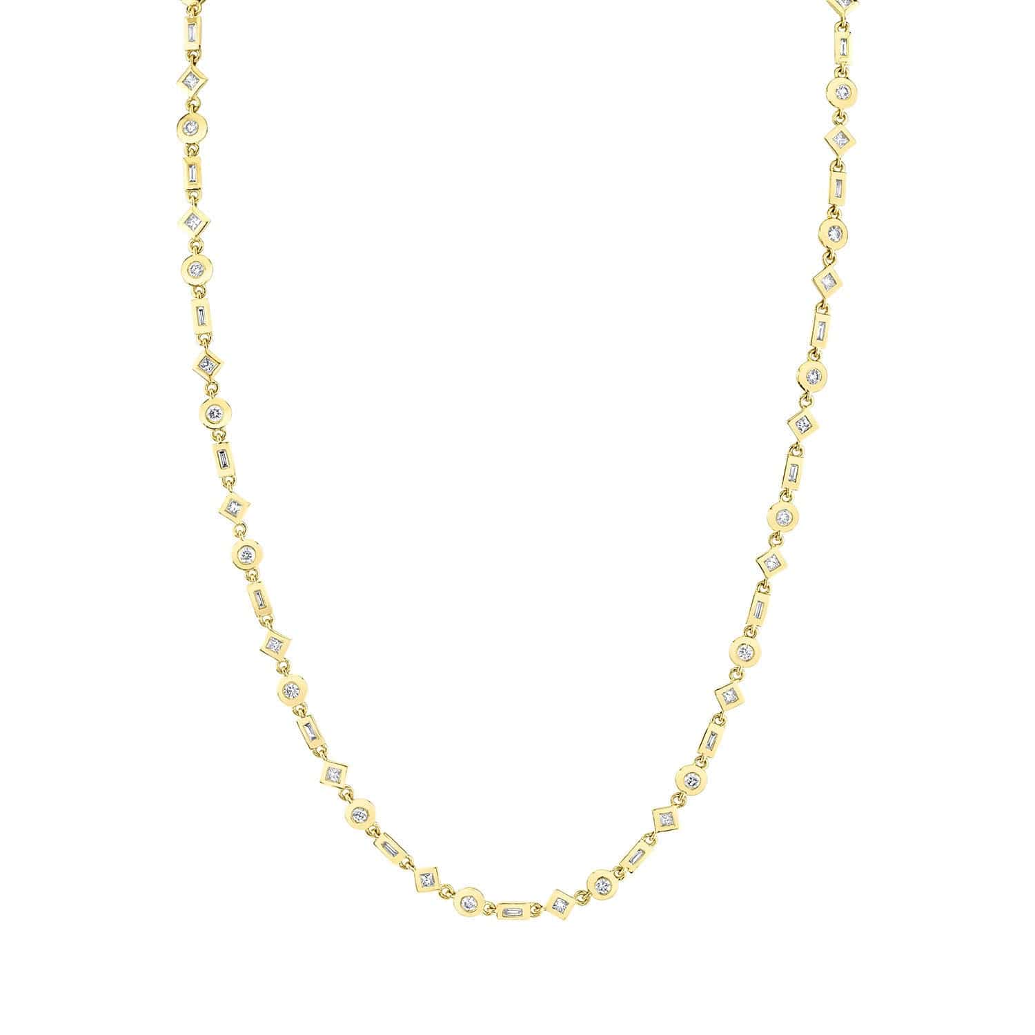 MICHAEL M Mixed Shape Bezel Tennis Necklace CN413YG