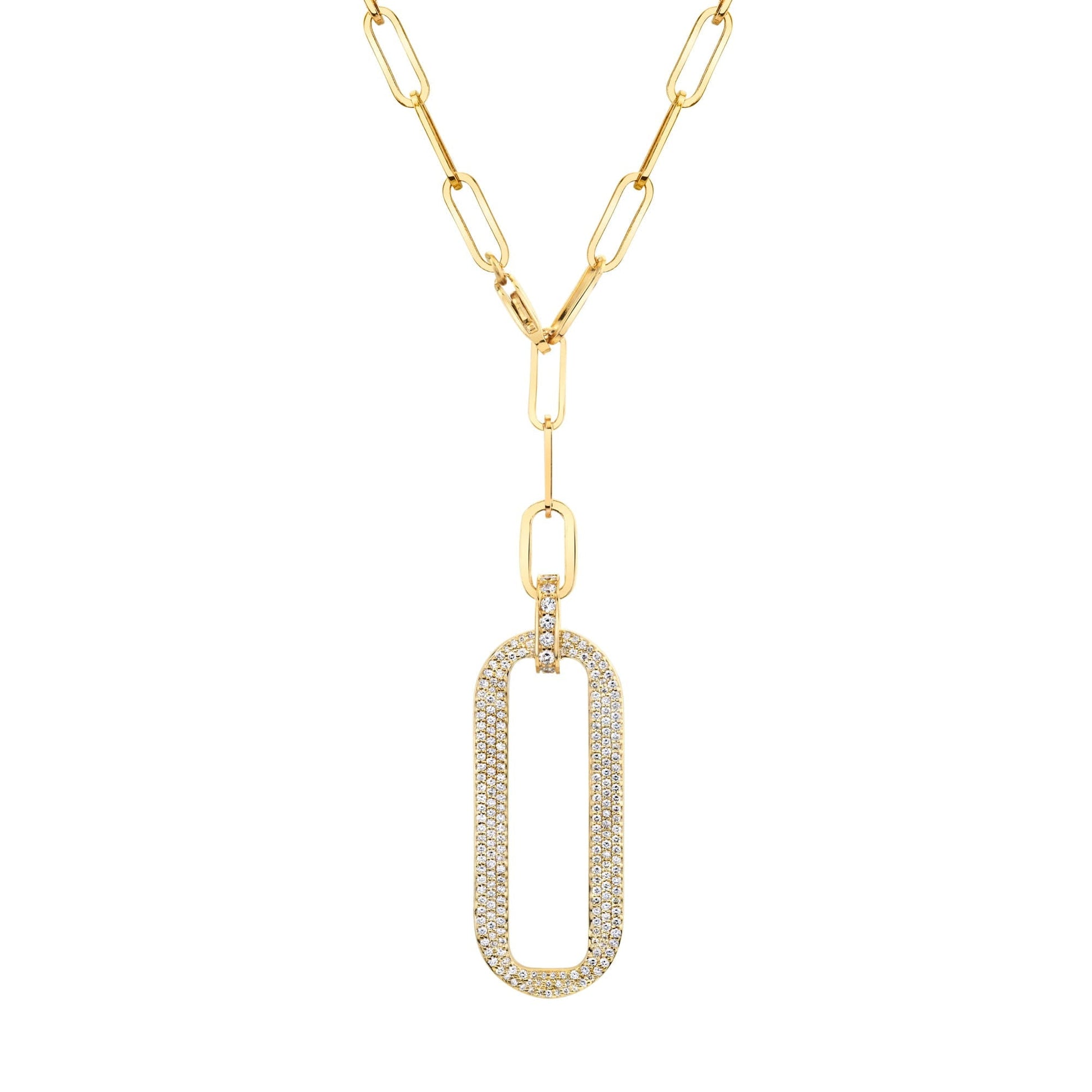 Pavé Longline Link Medallion Lariat