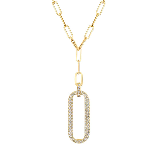 Pavé Longline Link Medallion Lariat