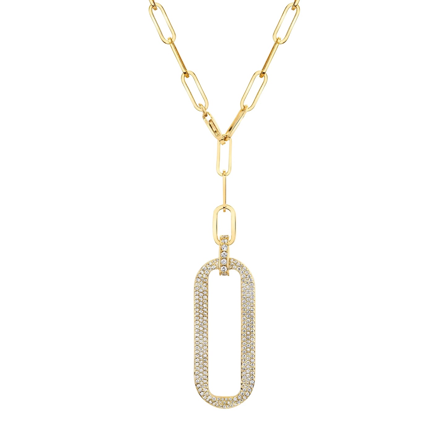 MICHAEL M Pav√© Longline Link Medallion Lariat CN518PV