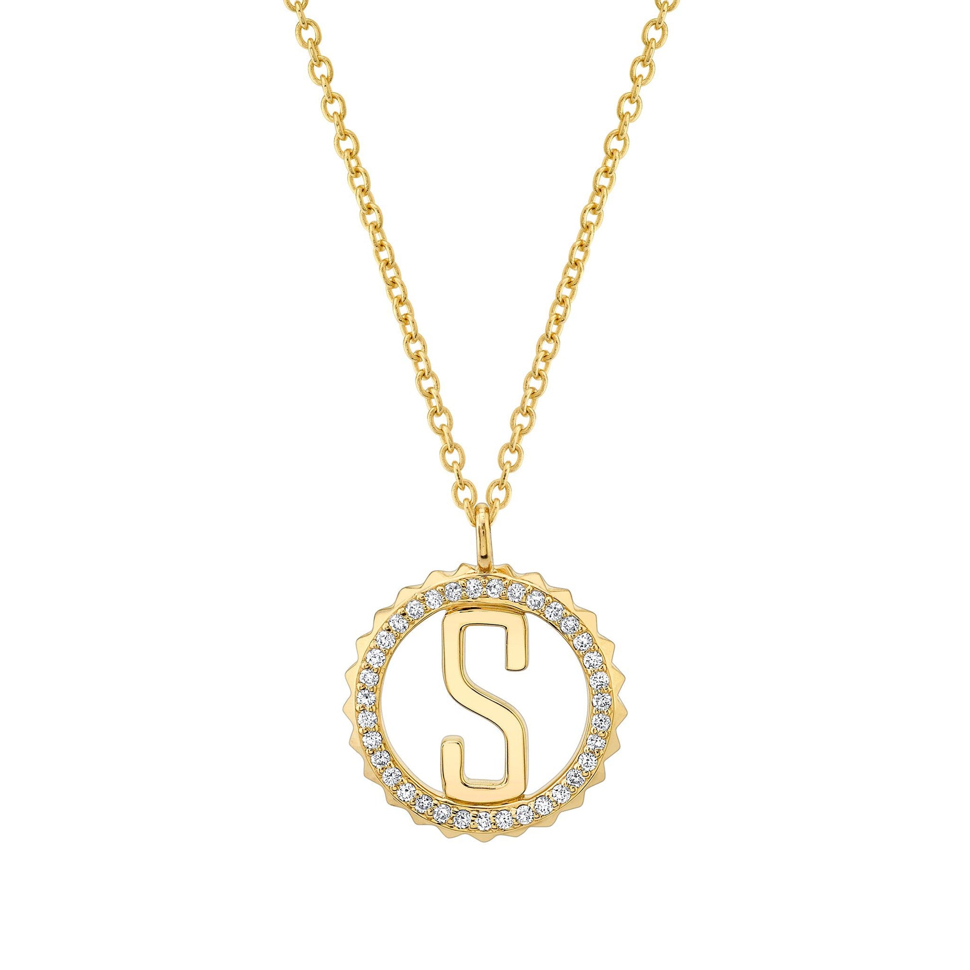 Mini Tetra Pavé Initial Medallion
