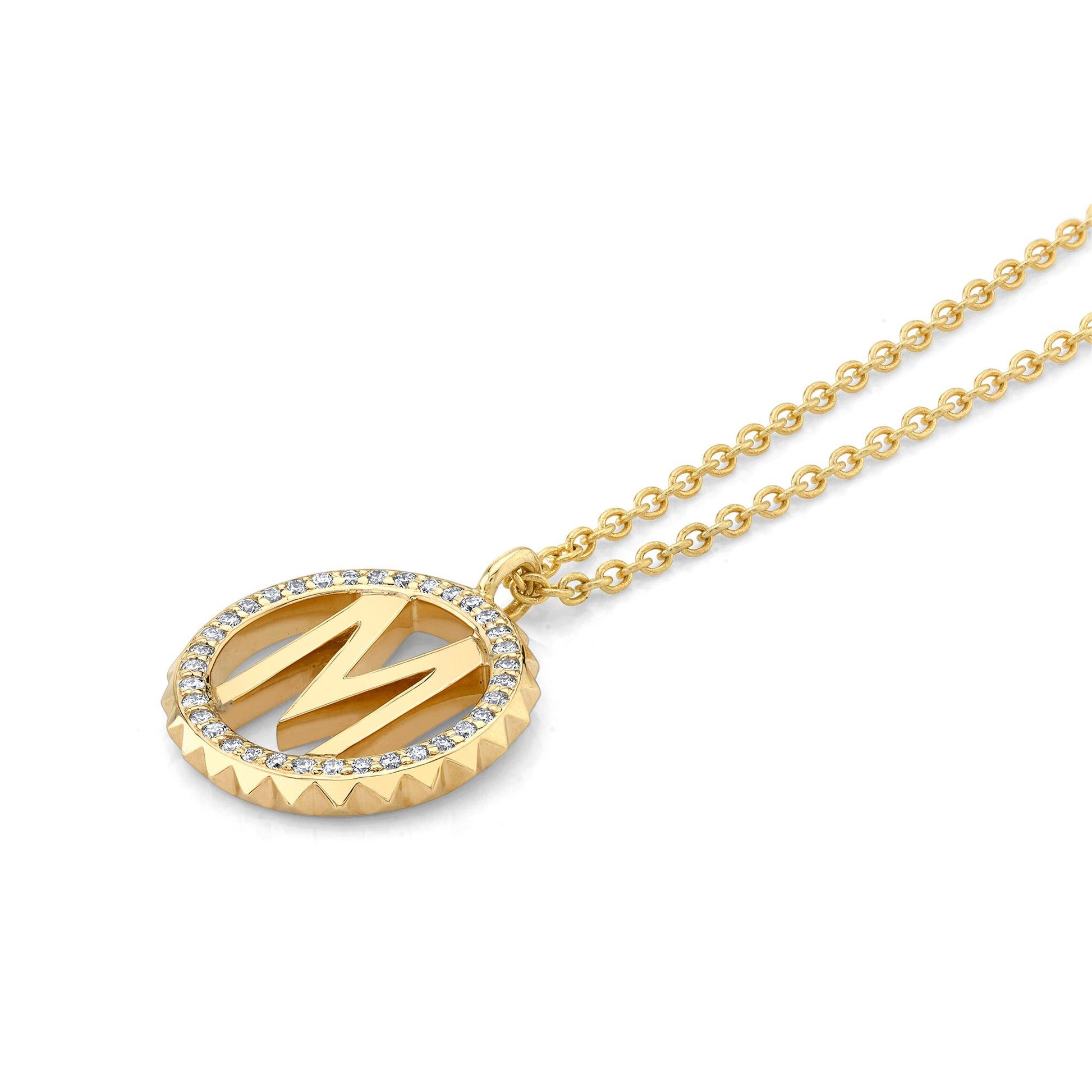 Mini Tetra Pavé Initial Medallion