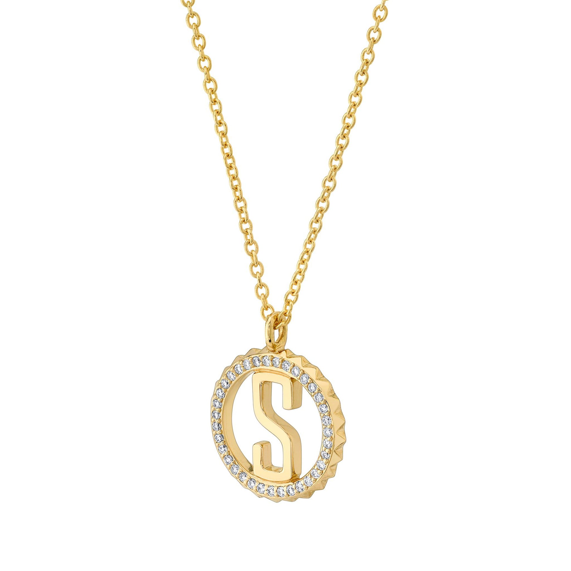 Mini Tetra Pavé Initial Medallion