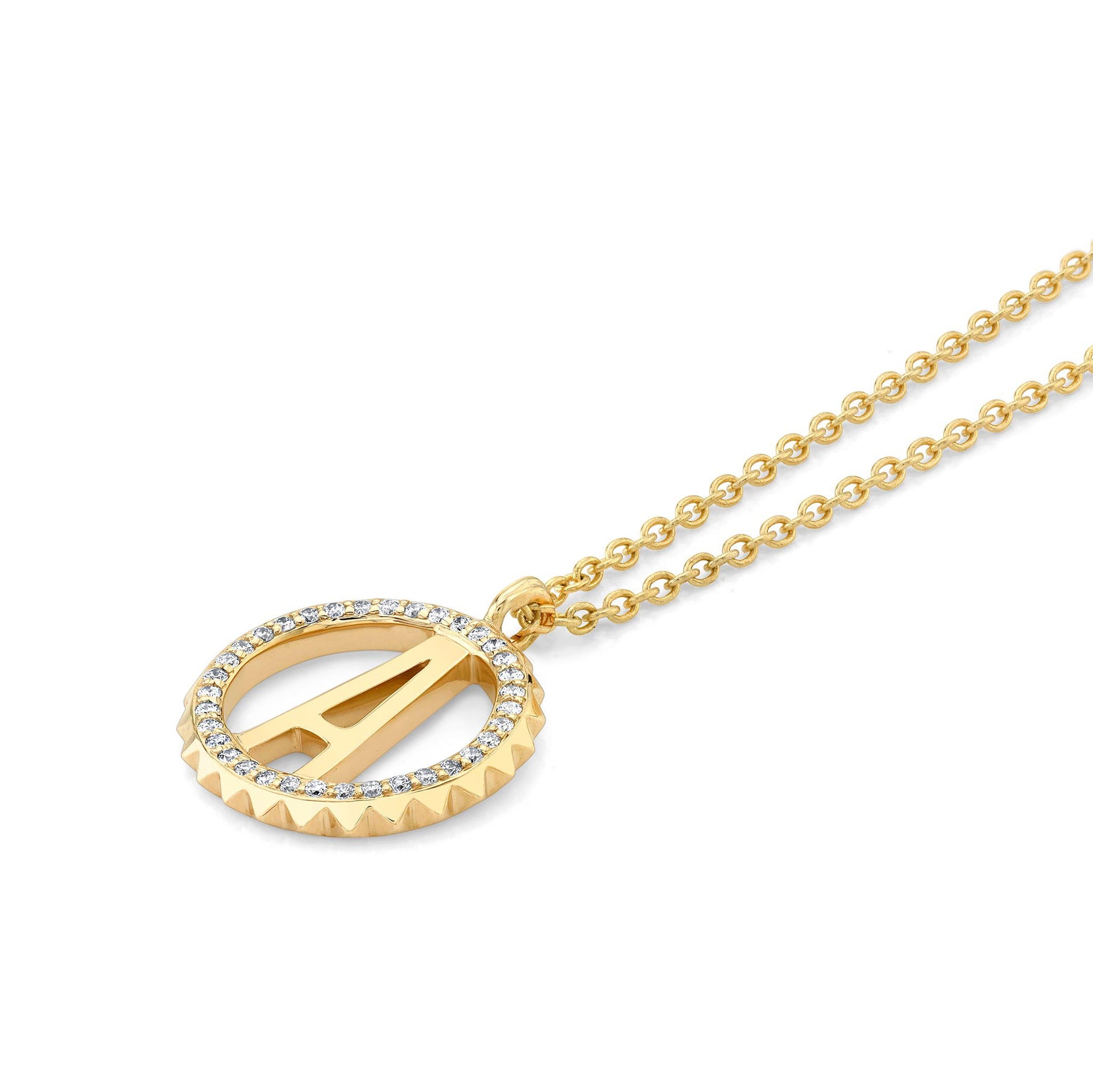Mini Tetra Pavé Initial Medallion