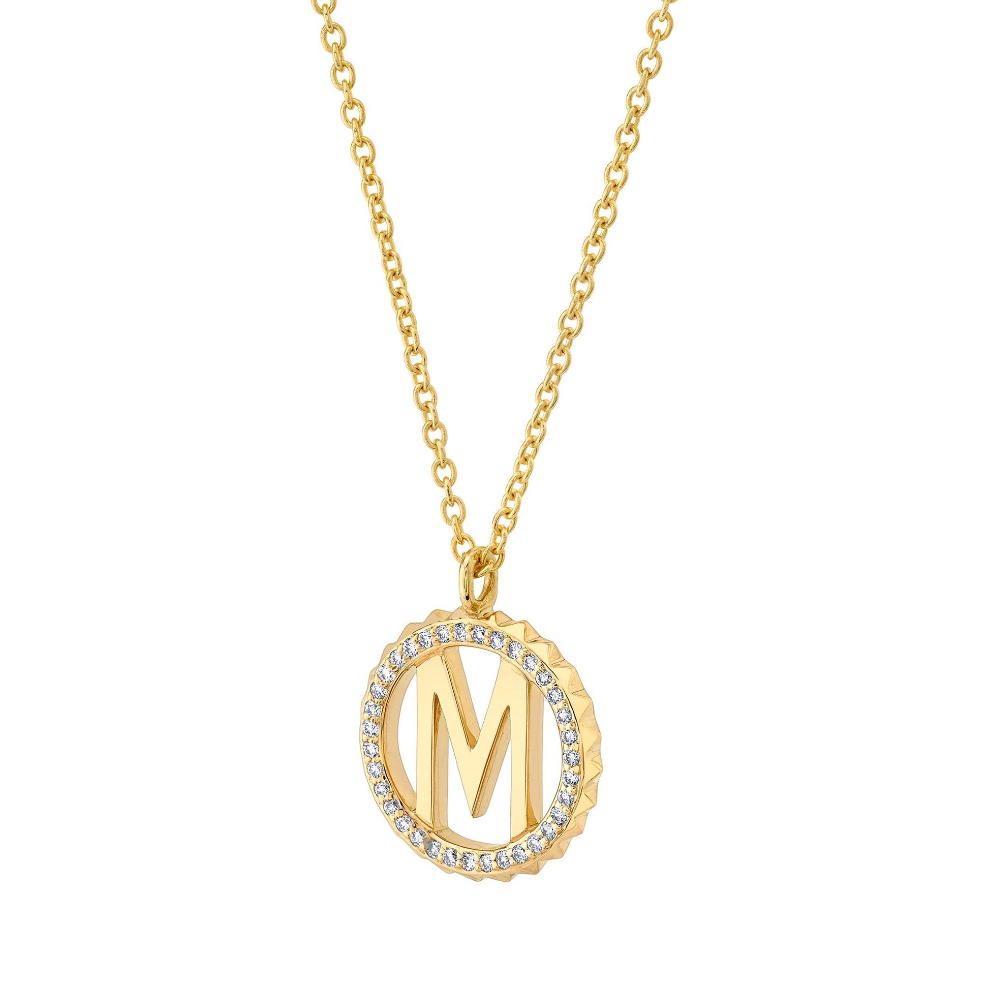 Mini Tetra Pavé Initial Medallion